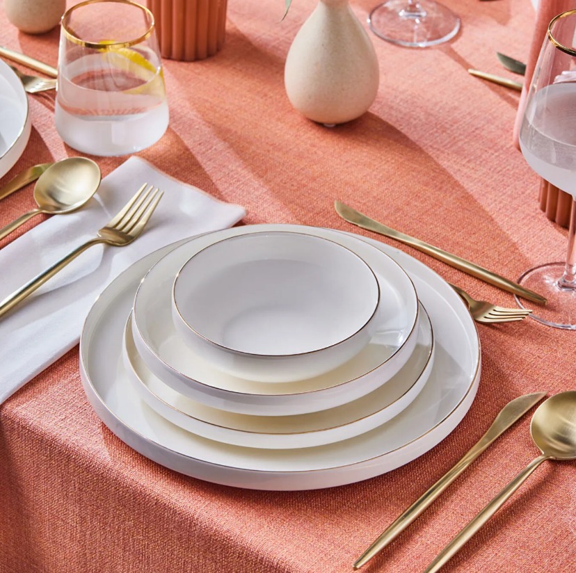 Karaca Stream Bone Saturn 24 Parça 6 Kişilik Yemek Takımı Platin