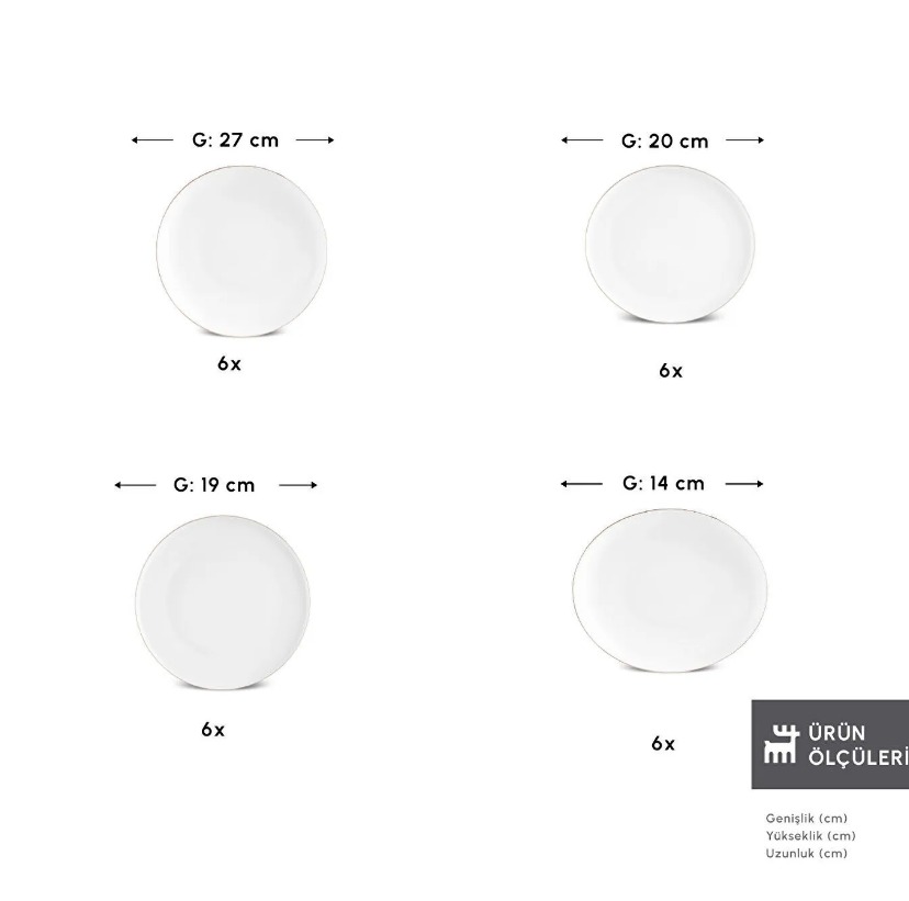 Karaca Stream Bone Saturn 24 Parça 6 Kişilik Yemek Takımı Platin