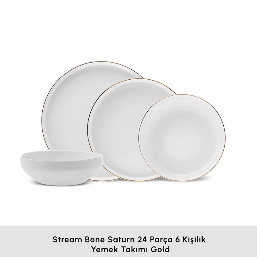 Karaca Stream Bone Saturn 24 Parça 6 Kişilik Yemek Takımı Platin